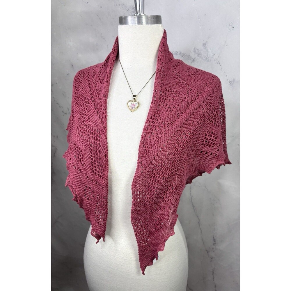 Vtg Laura Ashley Pointelle Crochet Knit Scarf Shawl Great Britain Cottagecore UK - Picture 7 of 13
